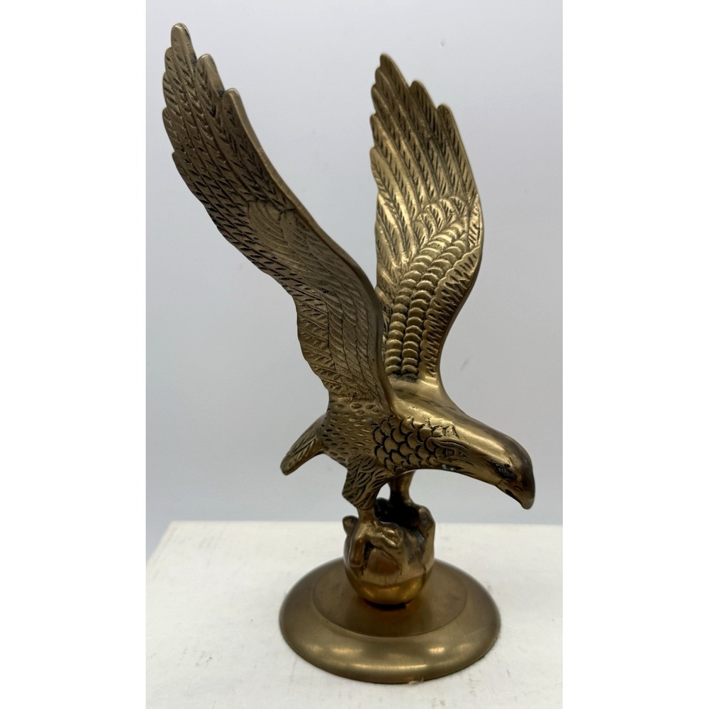 Vintage‎ 1970s 1980s Brass American Eagle Figurine on Base MCM Patriotic 8.5"